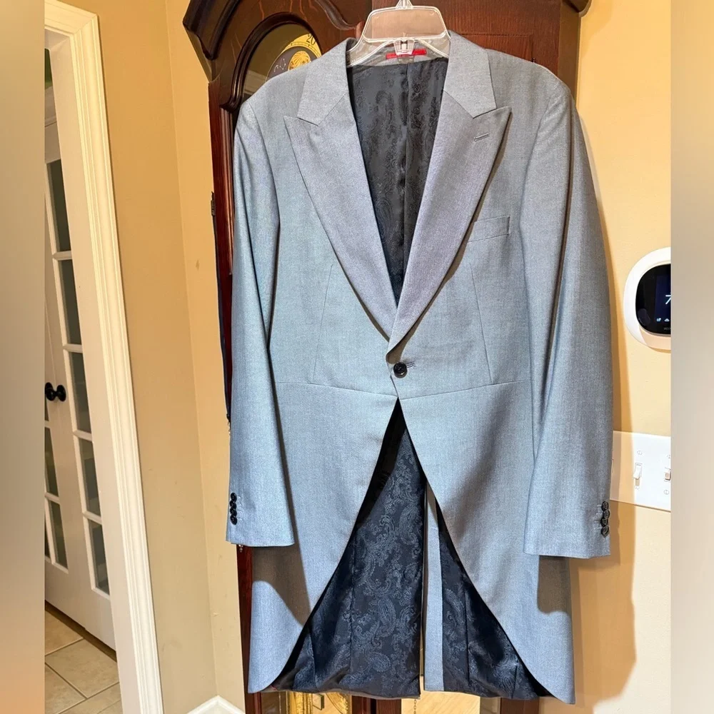 Dobell Men's Silver Grey Tailcoat Formal Blazer Morning Suit Jacket Sz 42R